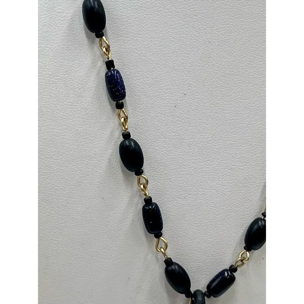 Sigrid Olsen Signed Dark Blue Glittery Stone Fashion‎ Statement Necklace